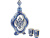 Набор: штоф для водки с двумя стопками Герб России, белый/синий